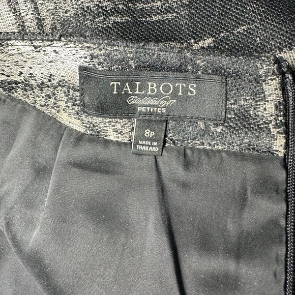 Talbots | Black & Gray Print Design A-Line Skirt w/ Lining | Size 8P - Picture 6 of 8